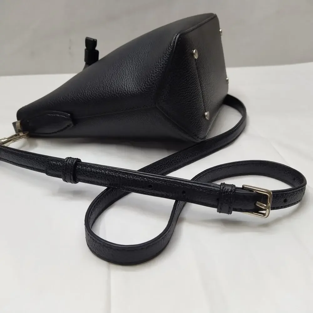 Kate Spade New York Black Pebbled Leather Drawstring Crossbody Bag